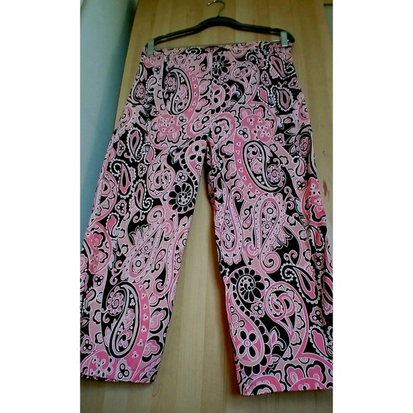 Cotton Zone Pink Women’s Cropped Pants Sz XL Paisley Boho Vacation Travel - Picture 1 of 8